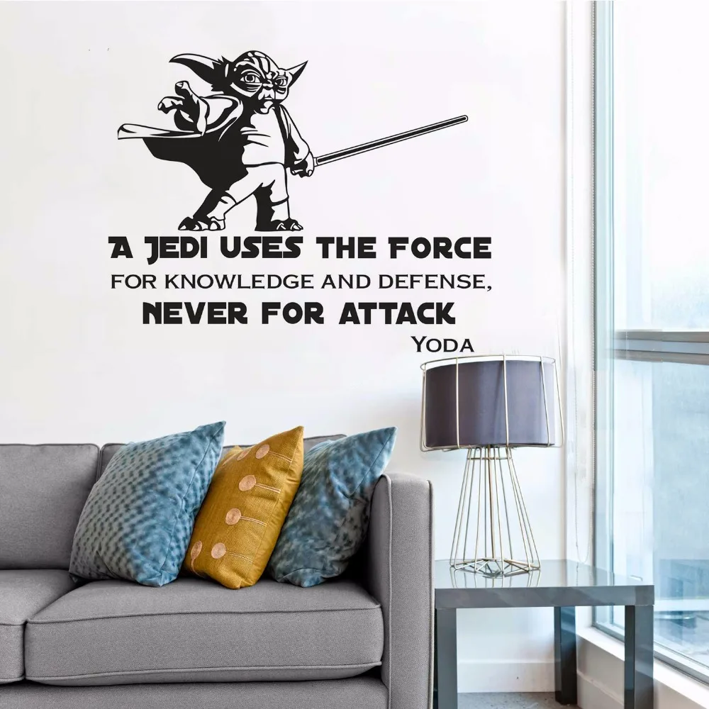 

Master Yoda Wall Decal Star Wars A Jedi Vinyl Wall Sticker Home Decoration Star Wars Removable Wallpaper Yado Quote Mural AY1543