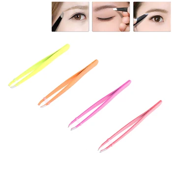 

1 x Professional Stainless Steel Slant Tip Hair Removal Eyebrow Tweezer Makeup Tool 4Colors