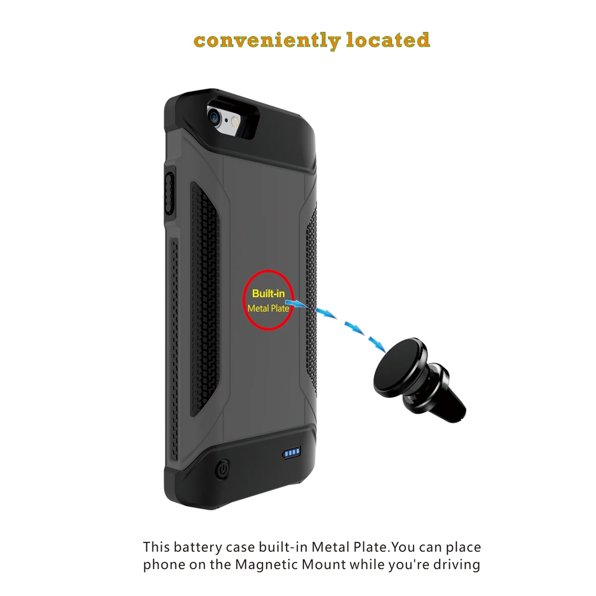 4000mAh зарядное устройство чехол для iPhone 6 6s 7 8 расширенный Прикрепленный мобильный аккумулятор банк питания анти-шок защитный чехол