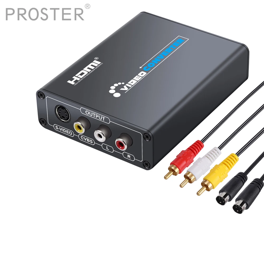  Proster HDMI to Composite 3RCA AV S-Video R/L Audio Video Converter Adapter DAC Support 720P/1080P 