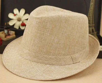 Beige Модная кепи-Унисекс Fedora Летняя женская мужская повседневная конопляная хлопковая Панама мягкая фетровая шляпа Jazz Caps 6 цветов 10 шт./партия - Цвет: Beige