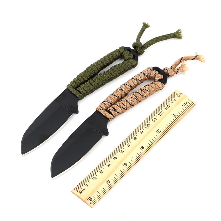 Fixed Blade Umbrella Rope Chain Handle Diving Knife Camping Hunting
