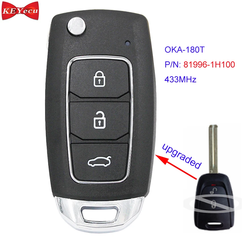 KEYECU для Kia Ceed 10/2006-07/2009 Модернизированный дистанционный автомобильный брелок 433 МГц ID46 чип HY22 лезвие OKA-180T P/N: 81996-1H100