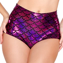 

ICOSTUMES Bikini Women High Waist Mermaid Skinny Stretch Roove Booty Festival Shorts Beach Slim Knicker Short rave festival