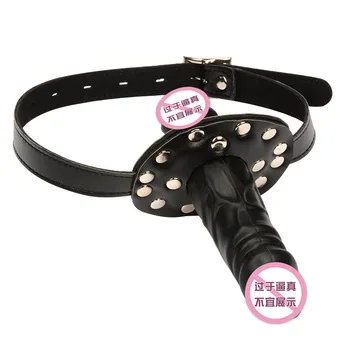 Adult Game Silicone Dildo Gag Oral Sex Penis Mouth Plug Penis Gag With Locking Buckles Leather Bondage Sex Product For CouplesO2