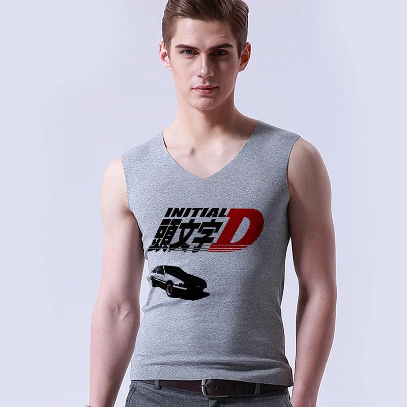 Gray Initial D AE86 Tofu автомобиля Фудзивара тофу магазин мужские майки с v-образным вырезом спортивные без рукавов шелк льда Лето AN065 - Цвет: Gray