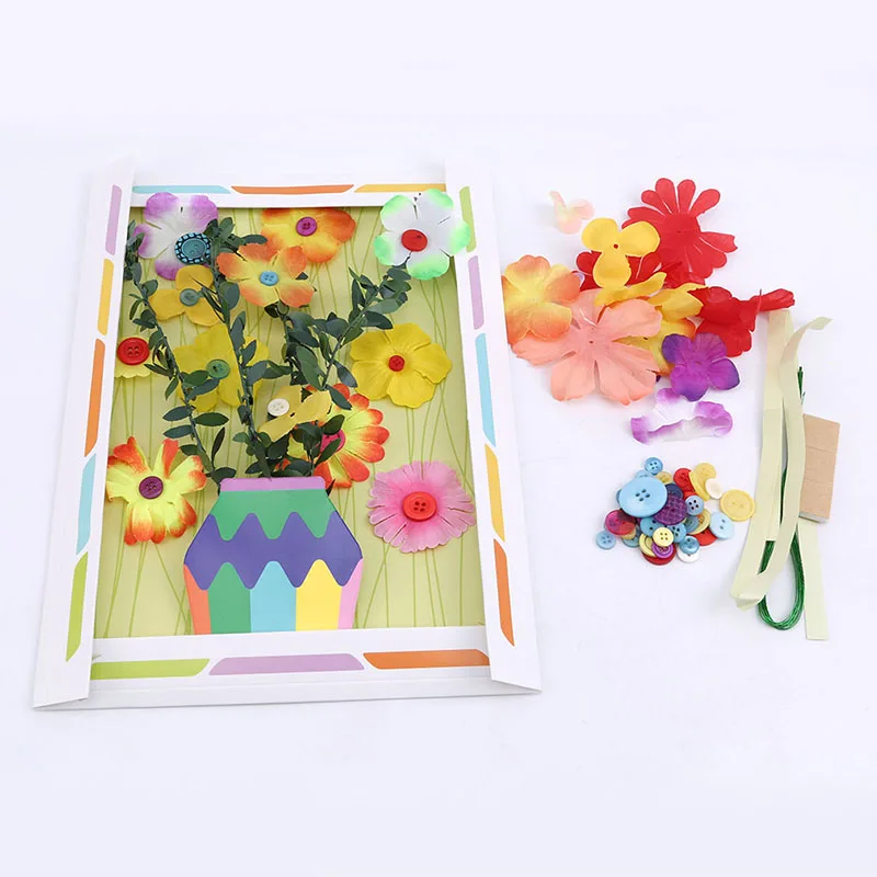 Children Kids DIY Handmade Buttons Flower Button Bouquet Kindergarten Manual Course Class Handicrafts Toys | Игрушки и хобби