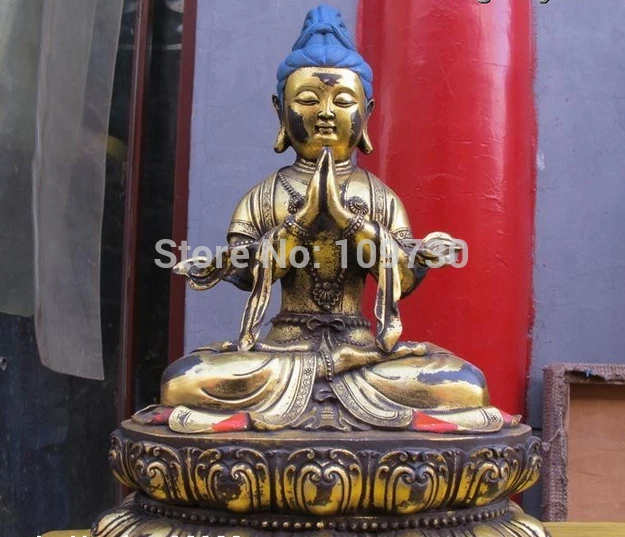 

bir 003318 14"Tibet Tibetan Buddhism Bronze gild Bodhisattva Guan-Yin Buddha Statue