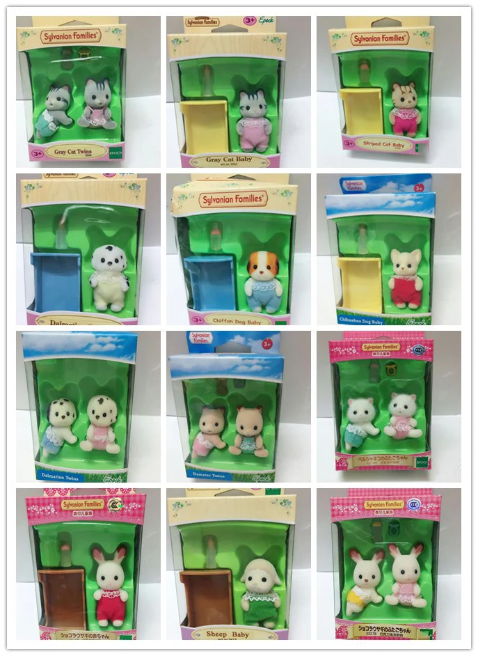 

Original sylvanian families cute kitten puppy bunny lamb dolls Set kids toys for girls collectible Christmas gift