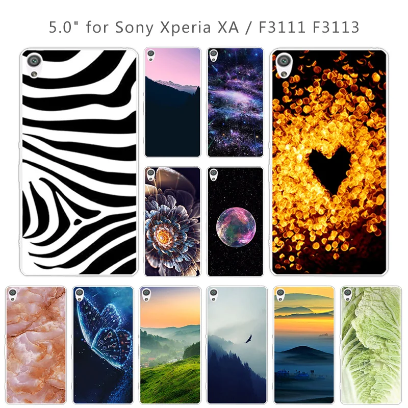 For Sony Xperia XA F3111 F3113 Silicone Transparent TPU Back Cover 5.0 inch DIY Scenic Eagle Phone Case Shell |