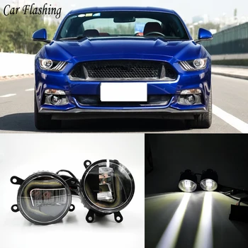

3-IN-1 Functions LED DRL Daytime Running Light Car Projector Fog Lamp with yellow signal For Ford Mustang 2015 2016 2017 2018