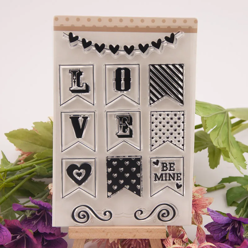 

Love Flags Words Transparent Clear Silicone Stamp for Seal DIY Scrapbooking Photo Album Decorative Clear Stamp Sheets