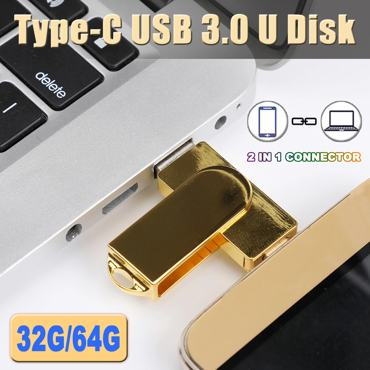 32/64GB Type C Metal Rotary Mobile Phone U Disk USB Flash Drive OTG for Android Phone Computer Mini Flash Drive Memory Stick 32/64GB Type C Metal Rotary Mobile Phone U Disk USB Flash Drive OTG for Android Phone Computer Mini Flash Drive Memory Stick