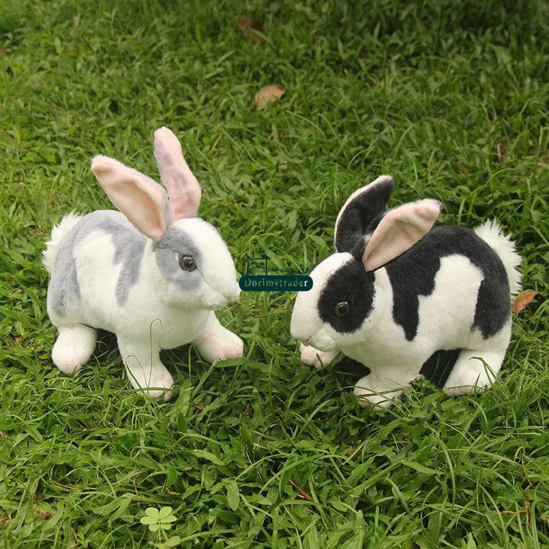 Dorimytrader lovely realistic animal pet rabbit plush toy stuffed bunny doll pillow children play doll decoration 29cm x 17cm DY61894 (8)
