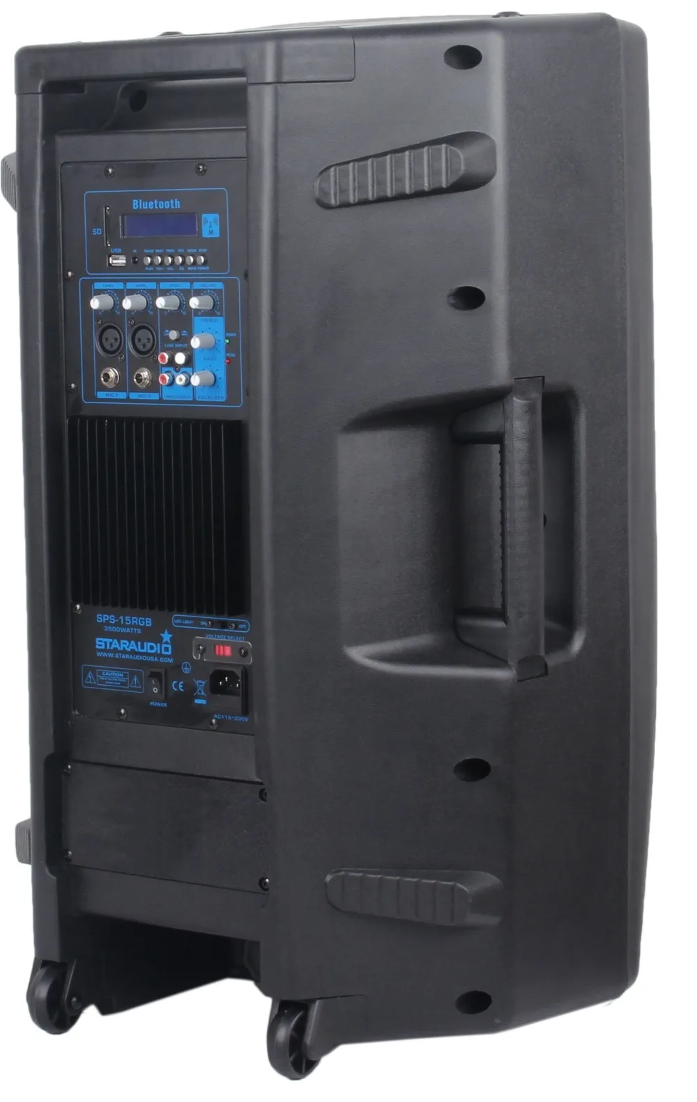 3500w 15inch powered pa dj stage speaker with bluetooth usb sd mp3 rgb led light for party stage show