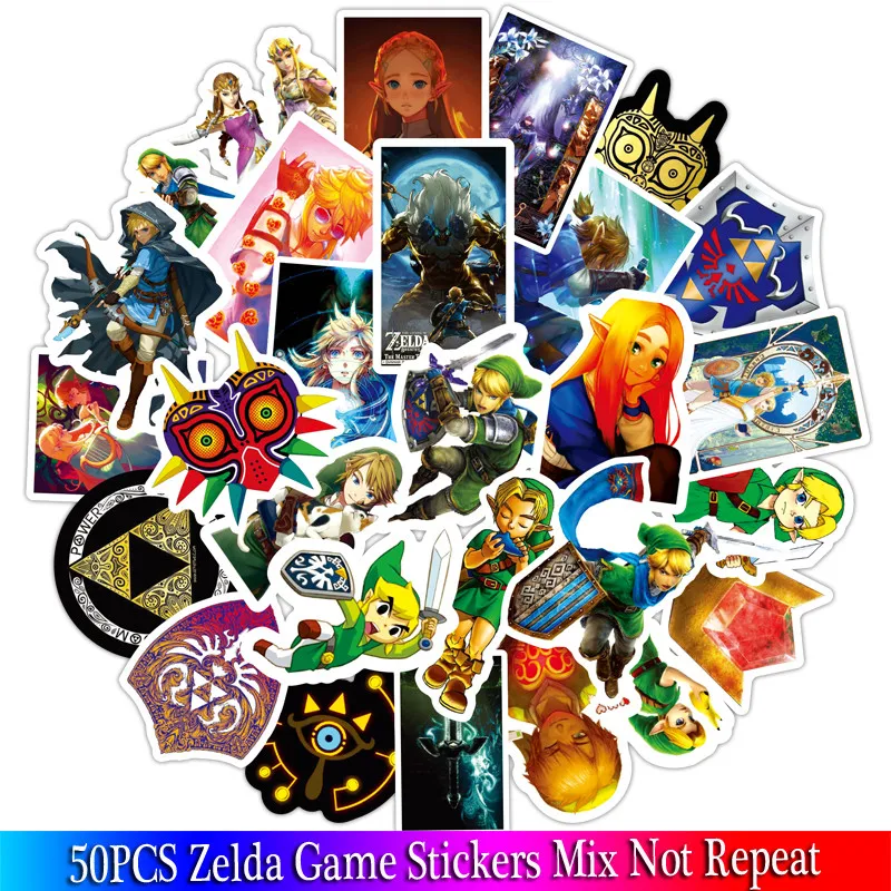 

50PCS New Zelda game Stickers Sets Anime Sticker Lot For Laptop Bicycle Phone Guitarl Cartoon Stickers Pack
