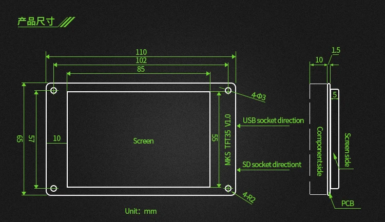 Makerbase 3d принтер дисплей MKS TFT35 V1.0 сенсорный экран с 3,5 дюймов полноцветный экран цветной дисплей