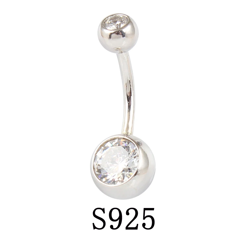 

AAA+CZ 925 sterling silver body jewelry S925 belly button ring body piercing jewelry 1Pc Sale