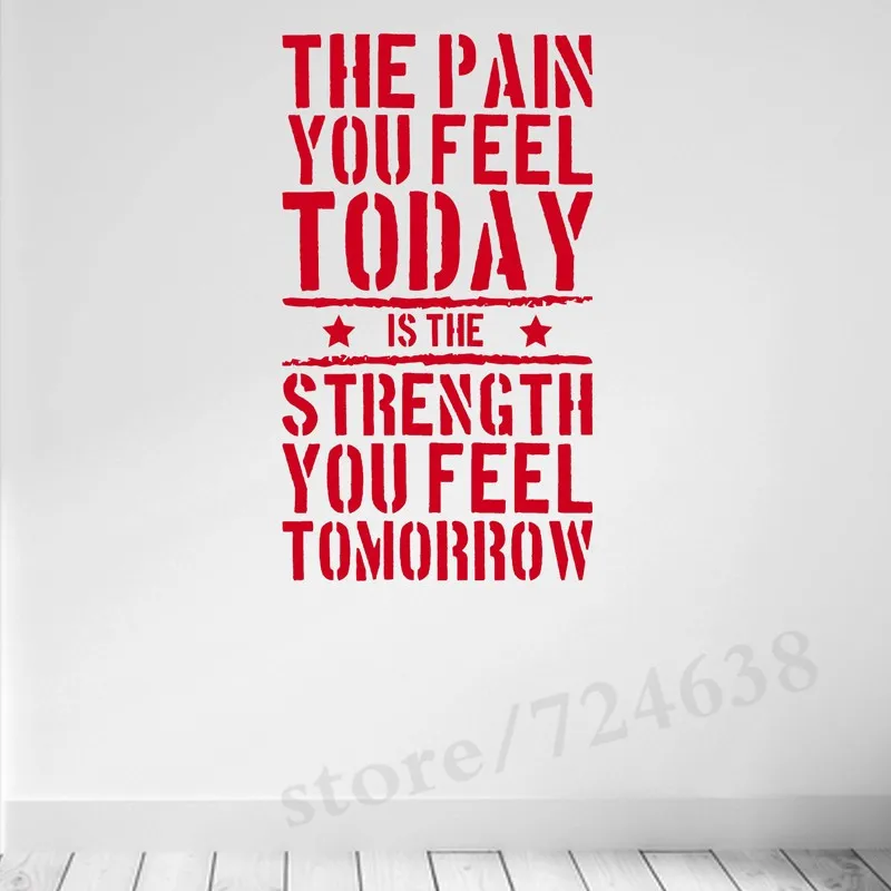 Günstig Die Schmerzen sie Fühlen Sich Heute... Home Gym Motivation Wandtattoo Zitat Fitness Festigkeit Workout Wandaufkleber Kunst Für Kinder Zimmer