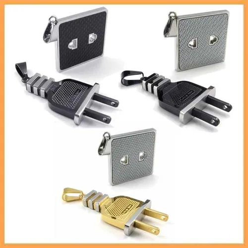 Fashion Jewelry 316L Stainless Steel Necklace Gray Attachment Plug