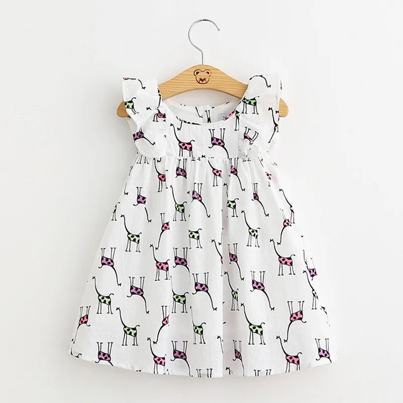

VORO BEVE 2017 summer children clothing girl dress animal printing dress for kids clothes