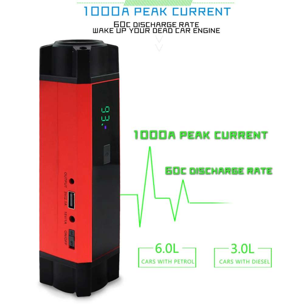 1000A пиковый ток автомобильный стартер power bank 12v аварийный аккумулятор усилитель