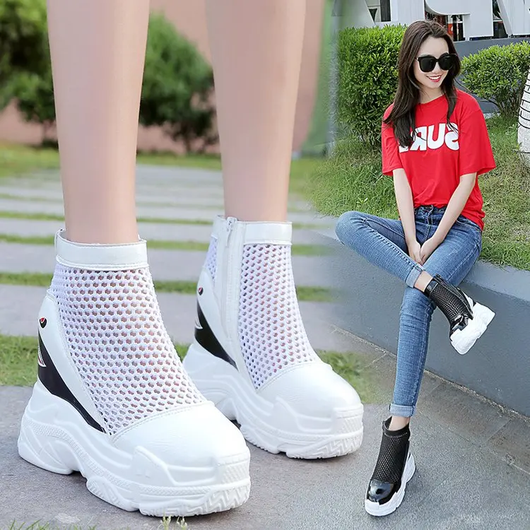 

10cm Women Sandals 2019 Summer Hidden Heel Gladiator Sandals For Woman Fashion Hollow Out Chunky Sandal Women Summer Beach Shoes