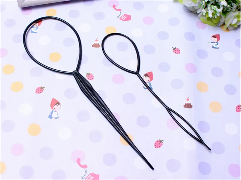 

2Pcs Black Ponytail Creator Plastic Loop Styling Tools Tail Clip Hair Braid Maker Styling Tool Fashion Salon