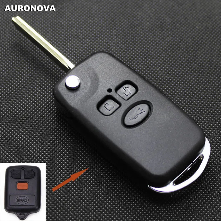 

AURONOVA New Upgrade Flip Folding Key Shell for BYD F3 F3R Replacement 3 Buttons Modified Remote Car Key Case