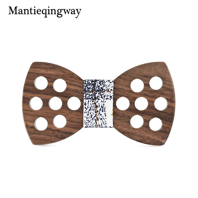 Mantieqingway Бизнес деревянный галстук-бабочка для мужские полые горошек Дерево бабочкой Тощий Bowknots воротник Gravatas галстук завязки