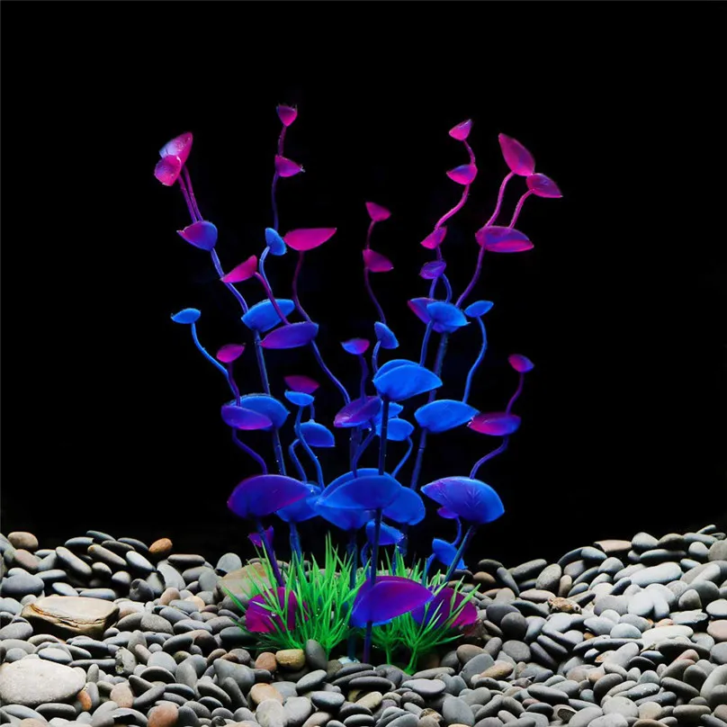 4 PCS Aquarium Plants Plastic Fish Plant Artificial Colorful Decoration Safe Decorations #4M09 (8)