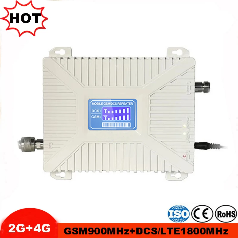 

GSM DCS 900/1800 MHz gsm repeater cellular signal booster dual band 2g 4g repeater with adapter