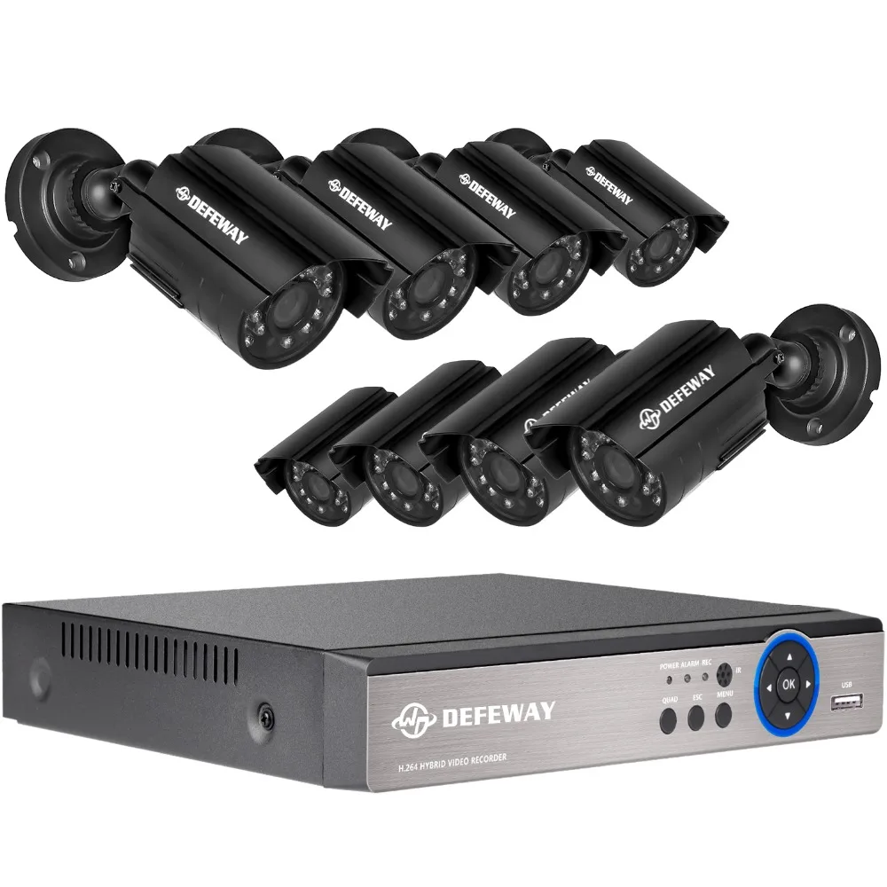 DEFEWAY 1200TVL 720P HD наружного наблюдения безопасности Камера Системы 8-канальный сетевой видеорегистратор 1080N HDMI CCTV DVR комплект 8CH AHD Камера набор