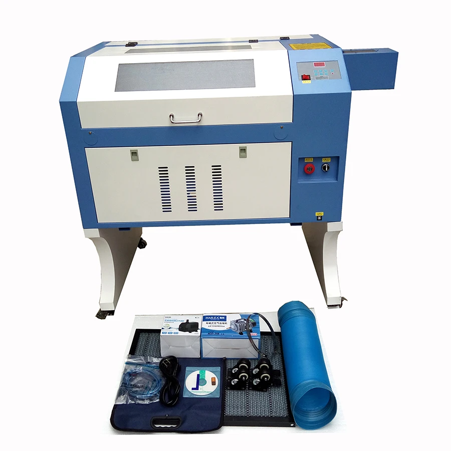 

JIN ZHI YIN 80w CO2 laser engraver cutting machine glass machine TS4060 with roller rotary used for engrave bottle