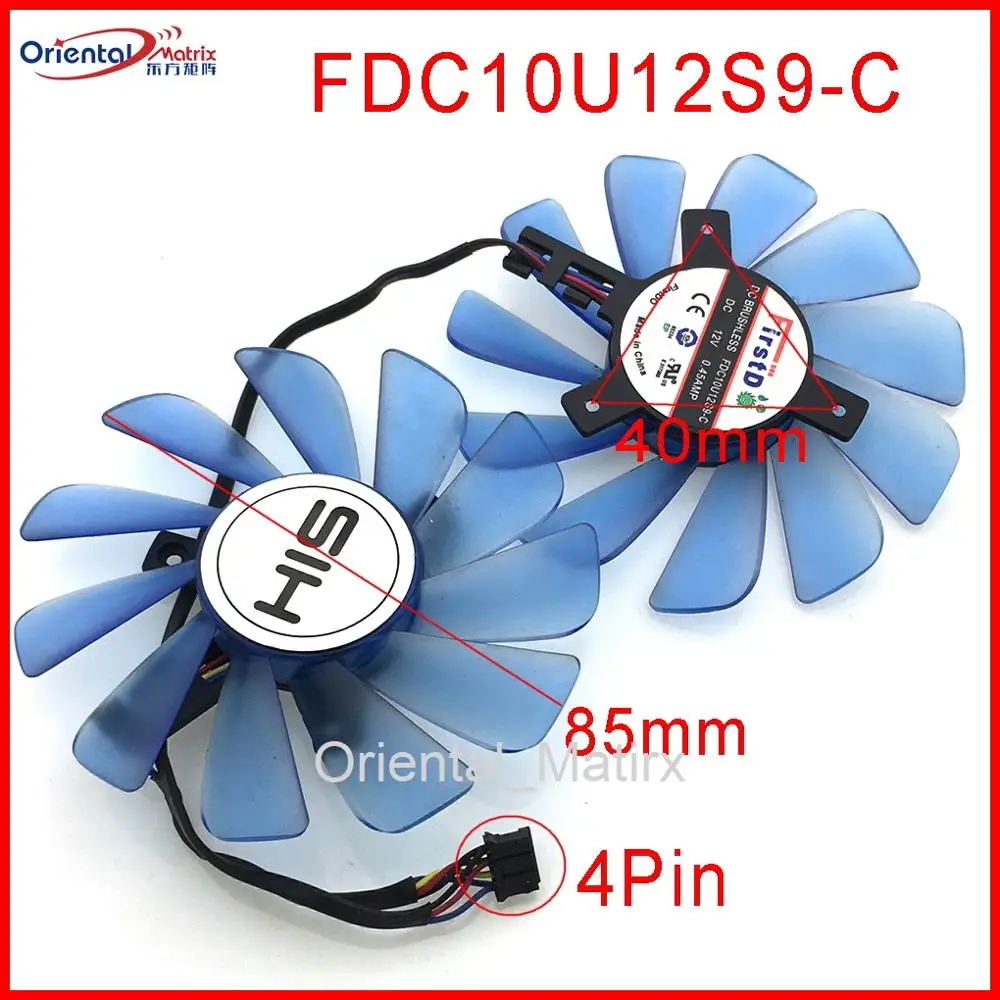 

85mm FDC10U12S9-C 12V 0.45A 4Wire 4Pin VGA Fan For HIS RX 470 RX474 RX570 RX574 RX580 RX588 Graphics Card Cooling Fan