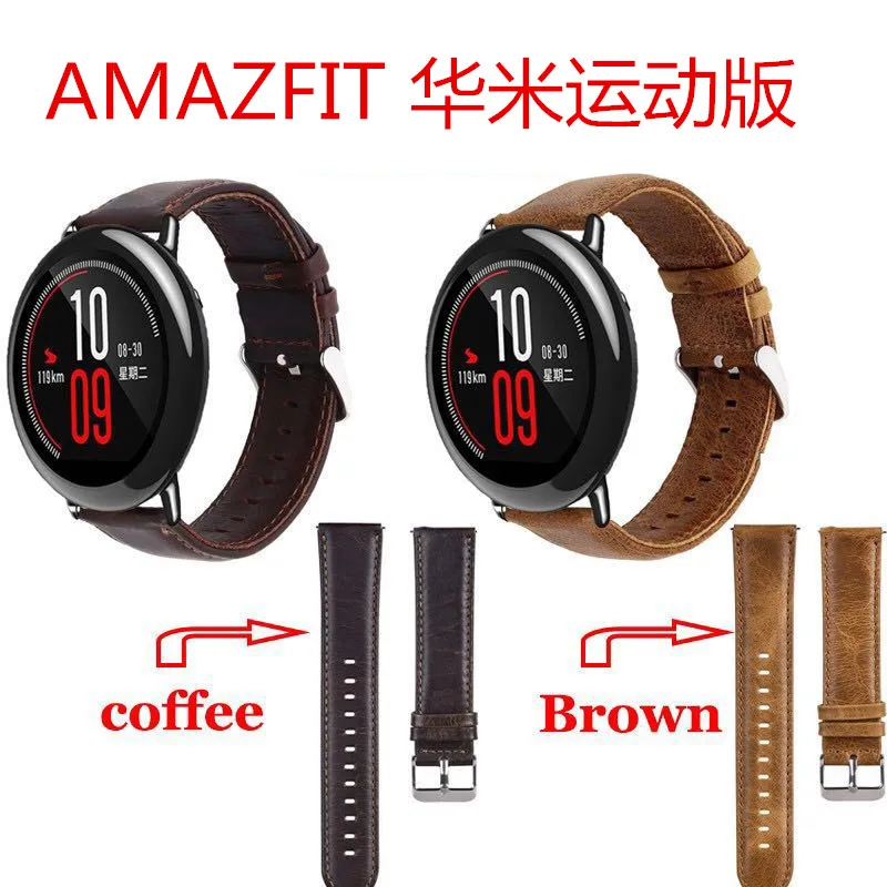 Смарт браслет для Huami AMAZFIT Pace Stratos 2 ремешок из натуральной кожи xiaomi huami amazfit