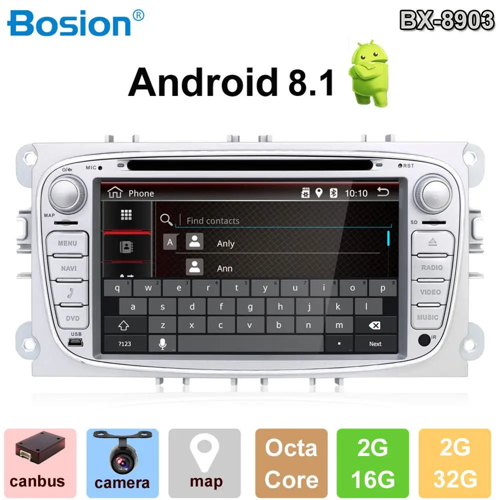 Bosion Octa Quad 2 din Android 8 1 автомобильный dvd плеер для ford fucus mondeo s max подключение радио