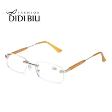 Очки для чтения без оправы DIDI, прямоугольные алюминиевые очки для зрения, очки для дальнозоркости с диоптриями 1,0-3,5 H851