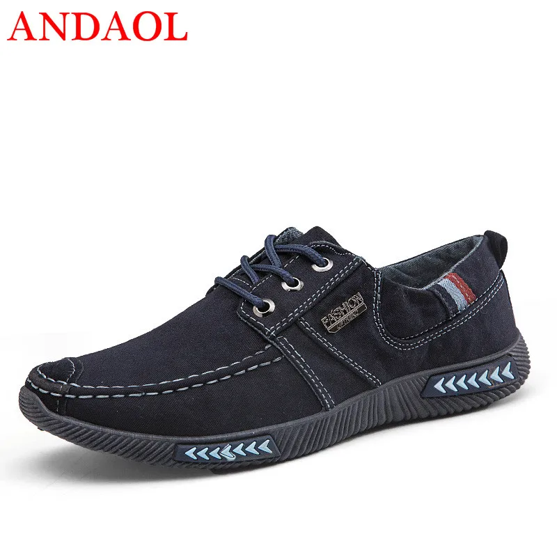 

ANDAOL Men's Casual Shoes Top Quality Breathable Light Non-Slip Sneakers New Luxury Korean Trend Lace-Up Marvel Canvas Trainers