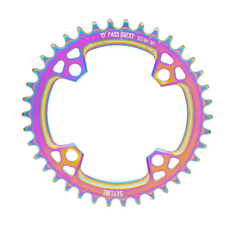 

PASS QUEST 104BCD Mountain Bike Crankset Chain Wheel titanium plated MTB narrow wide Chainring/bicycle sprocket 32t-48t