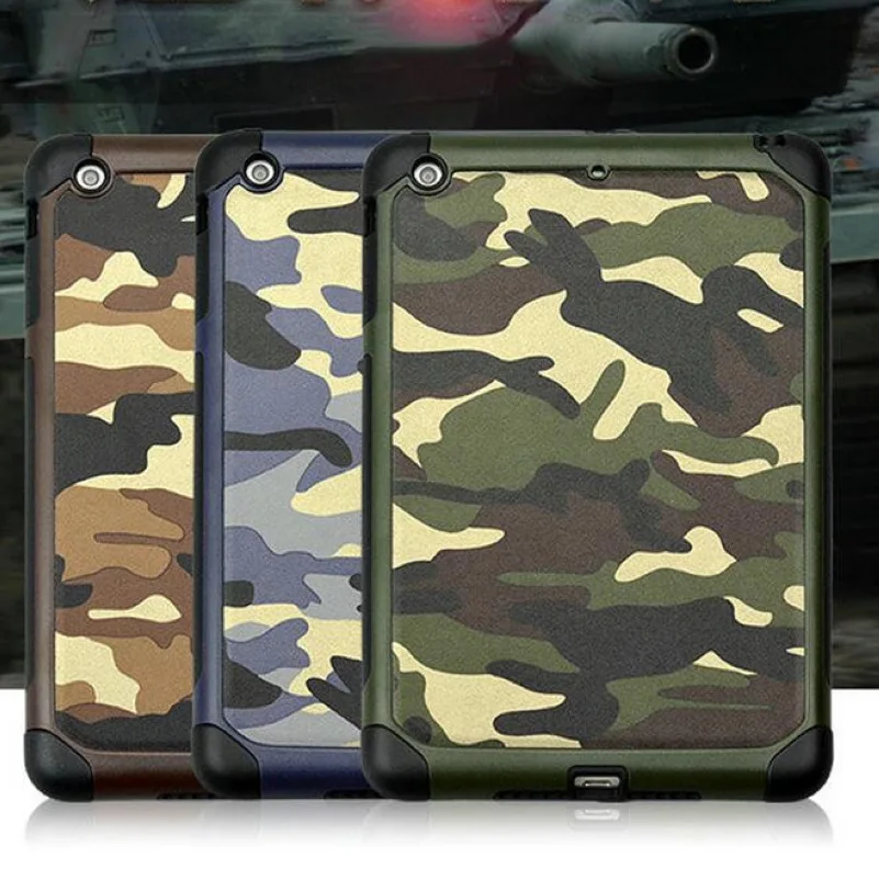

Armor Hybrid Plastic + TPU 2 in 1 Army Camo Camouflage Rear Shockproof Cover Case For iPad mini 1 2 3 4