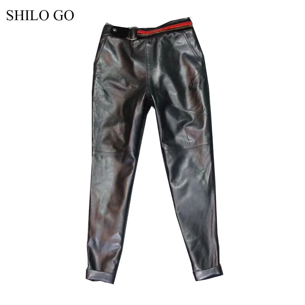 Женские кожаные брюки SHILO GO весенние из натуральной овечьей кожи с цветным