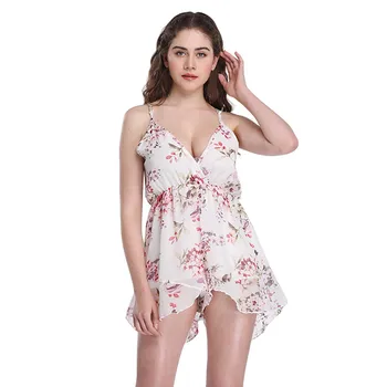 

2019 Spring Ladies Fashion Women Depth V Neck Casual Lots Solid Sleeveless Lose Bodies Trim Sweet Floral Overall