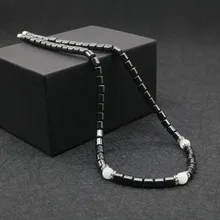 Новое простое классическое здоровое энергетическое исцеляющее магнитное гематитотерапевтическое бисерное серферное ожерелье для мужчин и женщин ювелирные изделия LG4