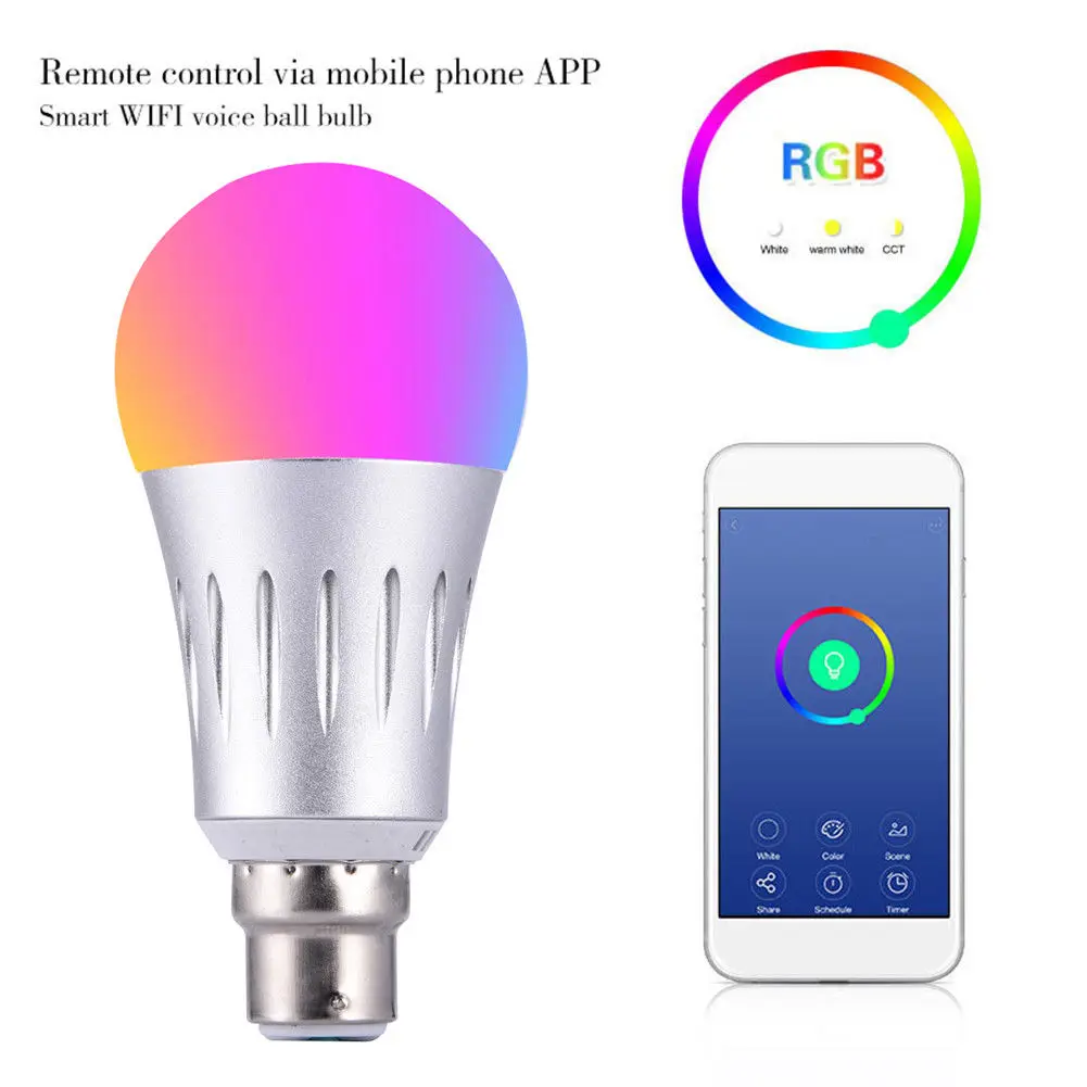 WiFi Smart RGB светодио дный лампа E27 E14 B22 7 Вт Magic прожектор Blub свет этапа App Wi-Fi 2,4 ГГц Управление работать с Alexa Google дома