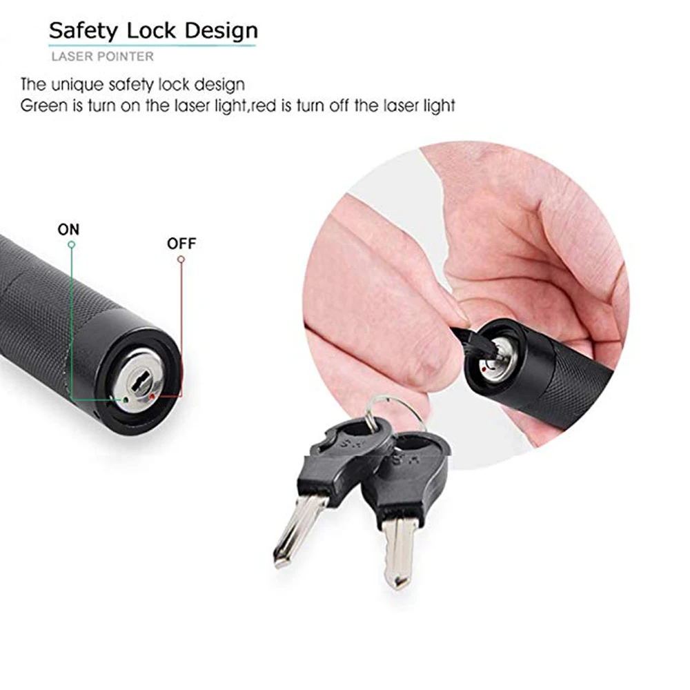 Laser de Alta Laser com Chave Laser + 18650 Potência Lanterna Ponteiro Queima Jogo Caneta Segura Verde Vermelho Bateria Carregador Caixa 532nm 4 queima jogo caneta laser com chave segura