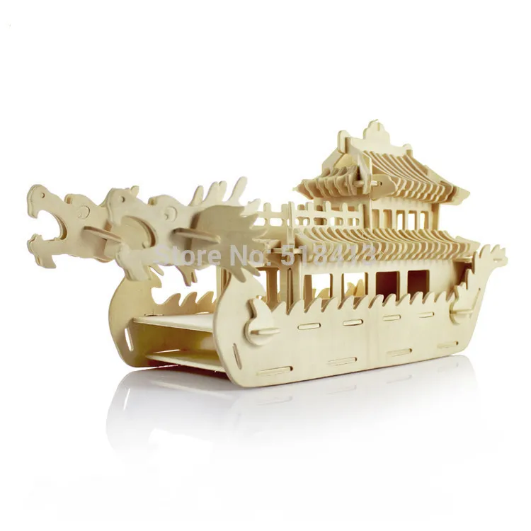 Handmade Wooden Jigsaw Puzzle Educational Toys For Children Diy 3d Toy Three-dimensional Wind Ssangyong China Qu Yuan Boats 2021