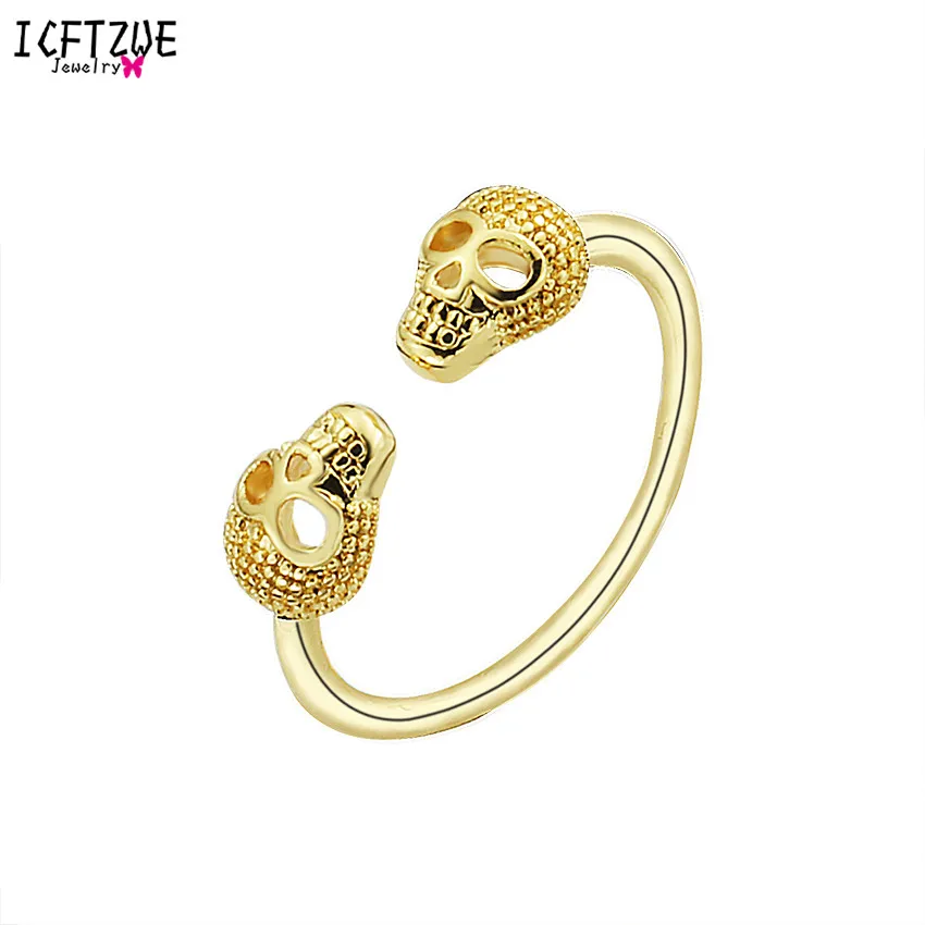

ICFTZWE Silver Gold Colour Unique Skull Engagement Ring Bague Finger Anillos Skeleton Ring for Women Anel Falange Body Jewelry