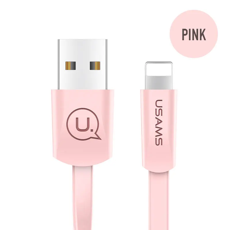 USAMS 3 шт./упак. для светильник USB кабель для передачи данных для iPhone 6 кабель, usb-кабель для синхронизации данных для iPhone X, 8, 7, 6, 5S se 2A Кабель зарядного устройства - Цвет: Pink