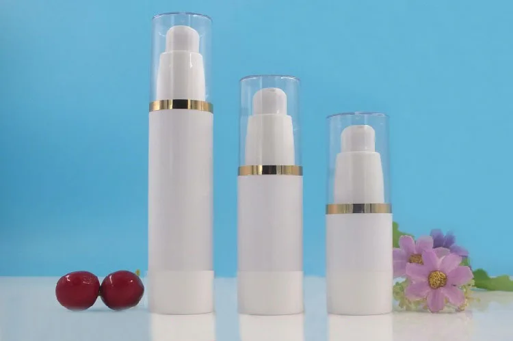 50ml plastic white airless bottle gold line lid serum/lotion/emulsion/liquid foundation/eye essence/sunscreen cosmetic packing | Красота и